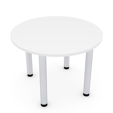 Skutchi Designs 42 in W, 42 in L, 29 in H, Engineered Wood Top, White HAR-RD-42-POST-XD09